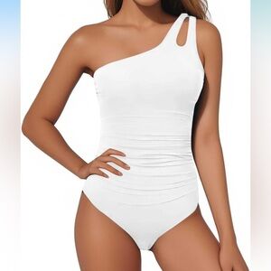 Women One Shoulder One Piece Swimsuit Tummy Control Bathing Suits Modest S NWT